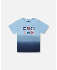 Deux par Deux Big Boys ganic Cotton Short Sleeve T-Shirt Blue Gradient