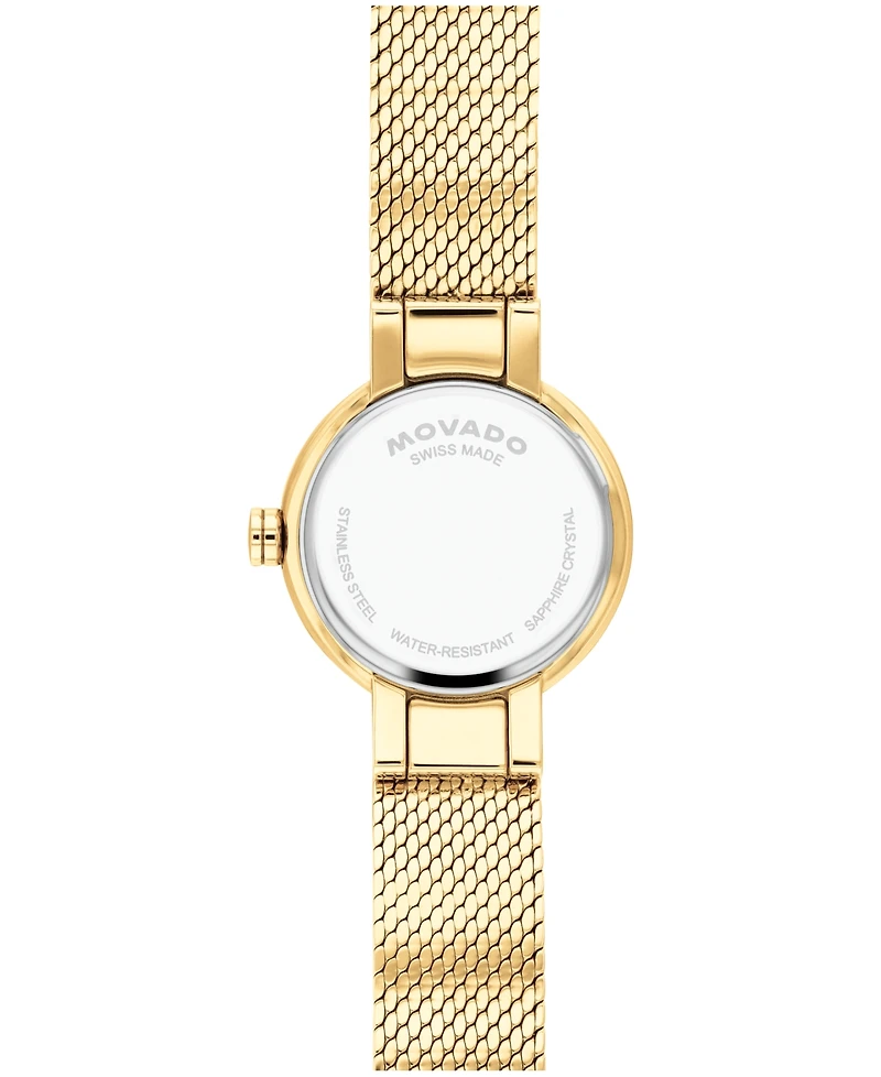 Movado Women's Museum Velura Mini Swiss Quartz Light Yellow Pvd Steel Watch, 21mm