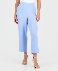 Anne Klein Essentials Petite Textured High Rise Pull-On Pants