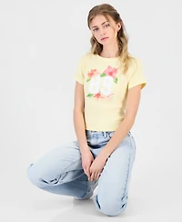 Self Esteem Juniors' 89 Hibiscus Graphic Crewneck Cotton T-Shirt