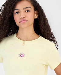 Freeze 24-7 Juniors' Shell Embroidered Crewneck T-Shirt