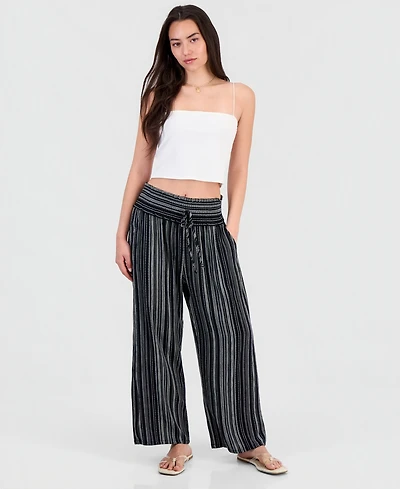 Kingston Grey Juniors' Printed Wide-Leg Cropped Pants