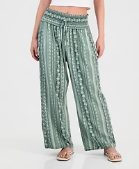 Kingston Grey Juniors' Printed Wide-Leg Cropped Pants