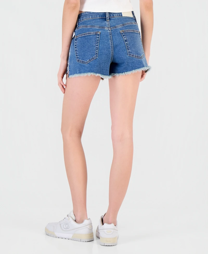 Dollhouse Juniors' Embroidered Stars Denim Shorts