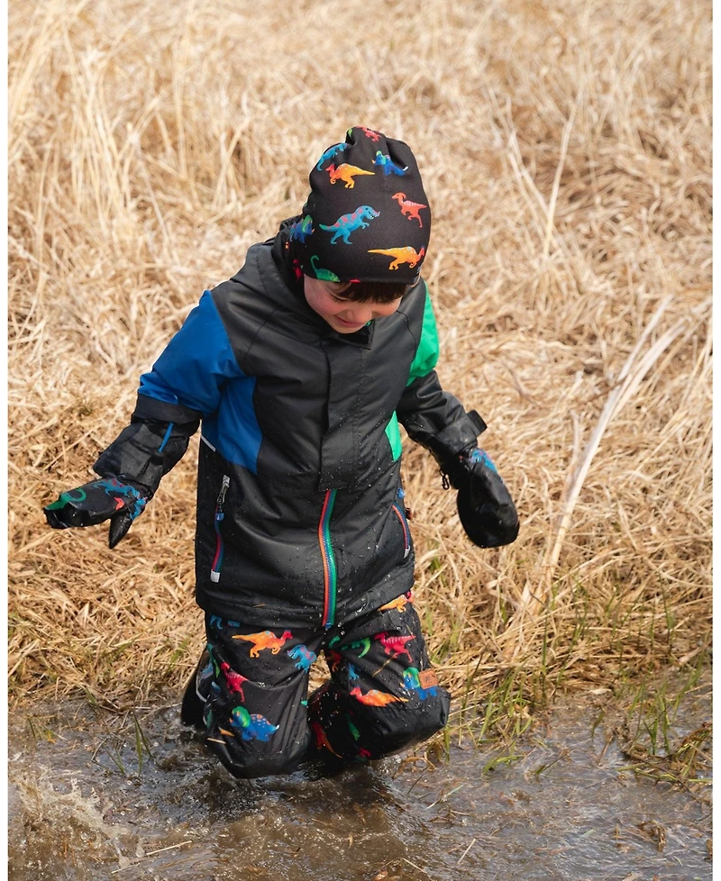 Deux par Boy Stretch Jersey Beanie Black Dinosaur Print - Toddler|Child