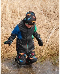 Deux par Boy Stretch Jersey Beanie Black Dinosaur Print - Toddler|Child