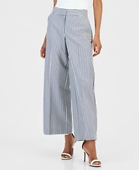 Tahari Asl Women's Seersucker Stripe Wide-Leg Pants