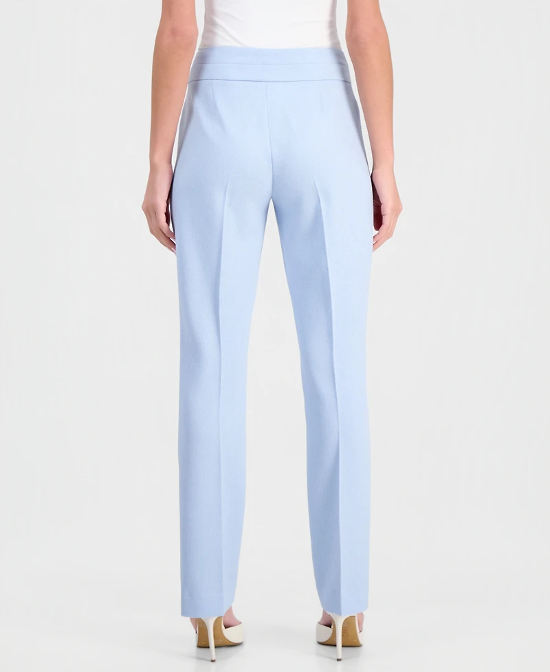 Tahari Asl Women's Twill Flat-Front Straight-Leg Pants