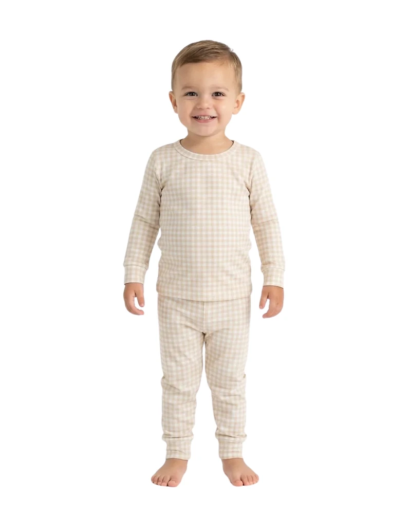 Motette Little Boys Sandstone Gingham Pajama Set