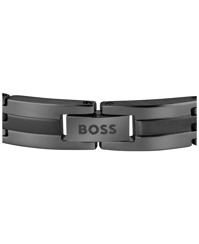 Hugo Boss Men Brooks Ionic Plated Black Steel Bracelet