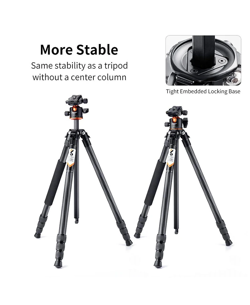 K&F Concept A254C4 4-Section Carbon Fiber Travel Tripod/Monopod with Ball Head