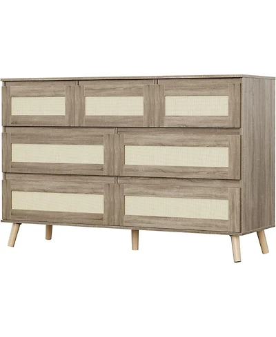 HarmonyHealth Wood Dressers for Bedroom with 7 Drawers, Wide Modern Chest of Drawers for Living Room, Hallway