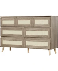 HarmonyHealth Wood Dressers for Bedroom with 7 Drawers, Wide Modern Chest of Drawers for Living Room, Hallway
