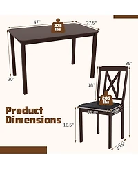 Slickblue Modern 5 Piece Dining Table Set with Wide Top and Wood Legs