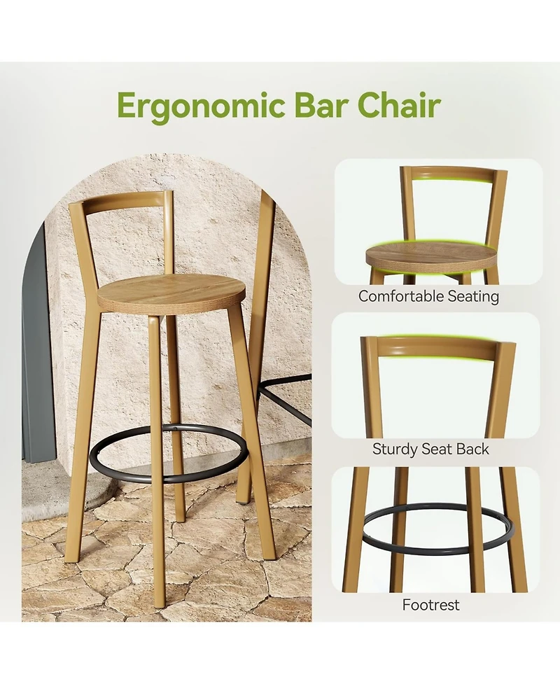 Tribesigns Bar Set, Bar Table and Chairs, 39.4" H Square Bistro Pub Table with 2 Chairs, Bar Height Table with Footrest, Small Cocktail Tables