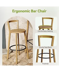 Tribesigns Bar Set, Bar Table and Chairs, 39.4" H Square Bistro Pub Table with 2 Chairs, Bar Height Table with Footrest, Small Cocktail Tables