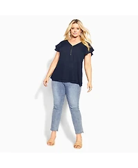 City Chic Women's Zip Fling V-neck Top