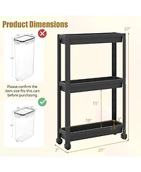Volenca 3-Tier Slim Rolling Storage Cart 2-Pack with Wheels, Mobile Bathroom Organizer