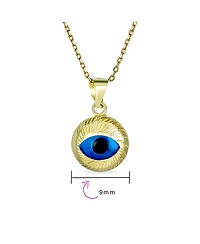 Bling Jewelry Turkish Spiritual Round 3D 14K Gold Evil Eye Necklace Pendant Charm Chain Not Included