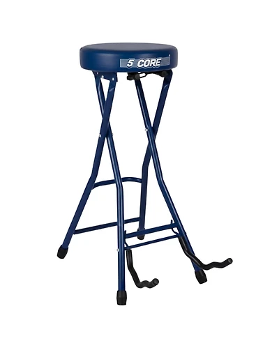 5 Core Guitar Stool 3.15" Padded Chair Foldable Heavy Duty Music Seat Built in Foot Rest Guitar Stand
