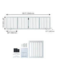 Aostirmotor Freestanding 4-Panel Pet Gate, 24"H, Expands to 80"W, White