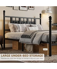 gaomon Bed Frame with Headboard and Footboard, Metal Twin w/Circular Design & Storage Space Under Bed, No Box Spring Required, Easy Assembly