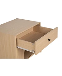 Aostirmotor Mid-Century Modern Accent Table with Drawer, Natural Finish Pet Furniture