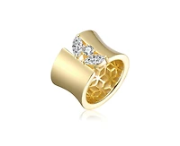 Genevive Elegant 14K Gold Plated Clear Cubic Zirconia Open Ring
