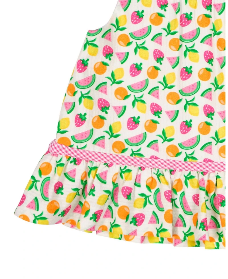 Florence Eiseman Baby Girl Printed Seersucker Dress & Bloomer with Fruit