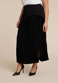 Eloquii Women's Mixed Media Pleated Skirt