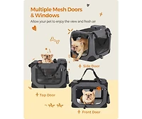 Cozito 24" Steel Frame, Mesh Windows, Storage Pockets, 15–24 lb Foldable Soft Dog Crate, Portable Carrier