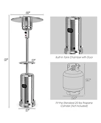 Sugift Outdoor Heater Propane Standing Lp Gas Steel with Table and Wheels
