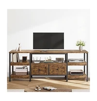 gaomon Industrial Tv Stand with 2 Drawers & Metal Frame, Vintage Style, Fit Up to 65 Inch TVs, Garage/Living Room