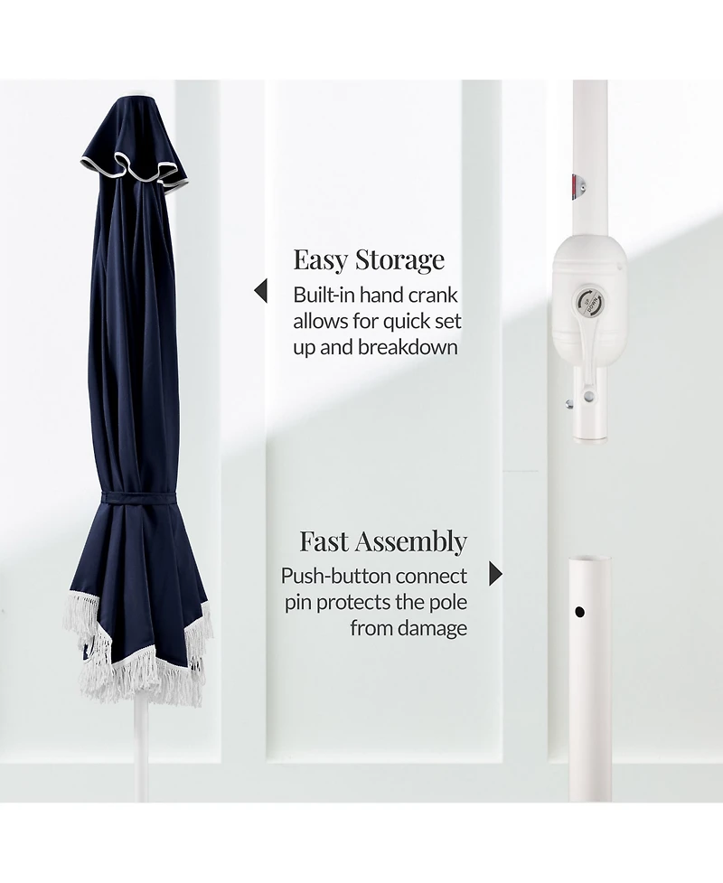 Best Choice Products 9ft Fringe Market Umbrella – Boho Patio Sunshade w/ Tilt, UPF50+, Steel Pole for Table, Pool, Deck