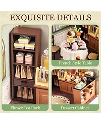 Robotime Miniature House Kit Diy Plastic House Building Toy Set with Led Tiny Store Making Kit Model Craft Hobby Unique Gift Sweet Sips Tea