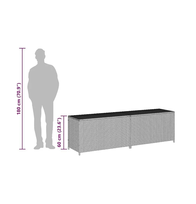 vidaXL Patio Storage Box Poly Rattan 78.7"x19.6"x23.6" Gray