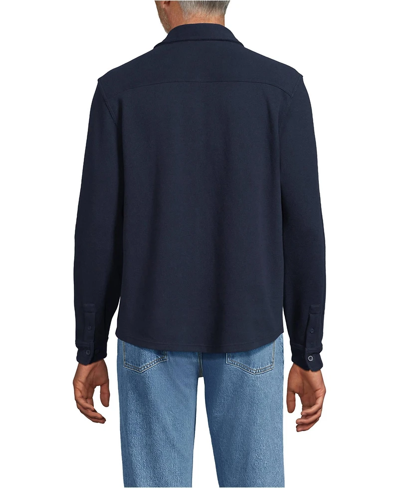 Lands' End Men's Long Sleeve Bedford Button Through Utility Overshirt