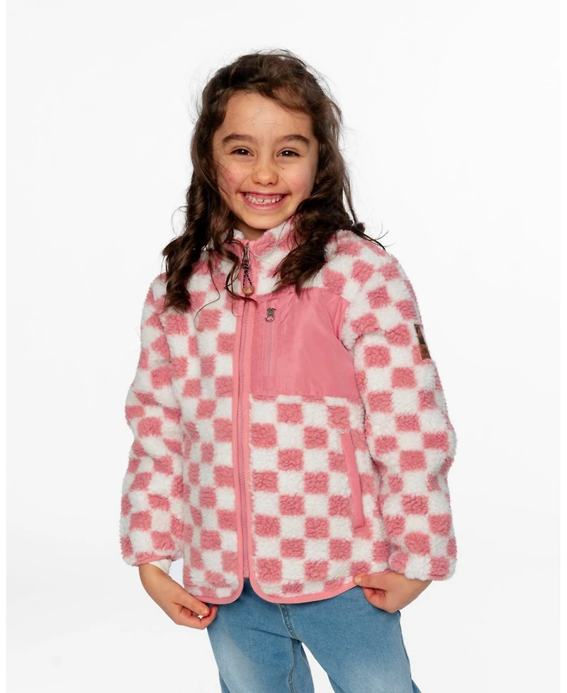 Deux par Baby Girls Sherpa Jacket Checkerboard