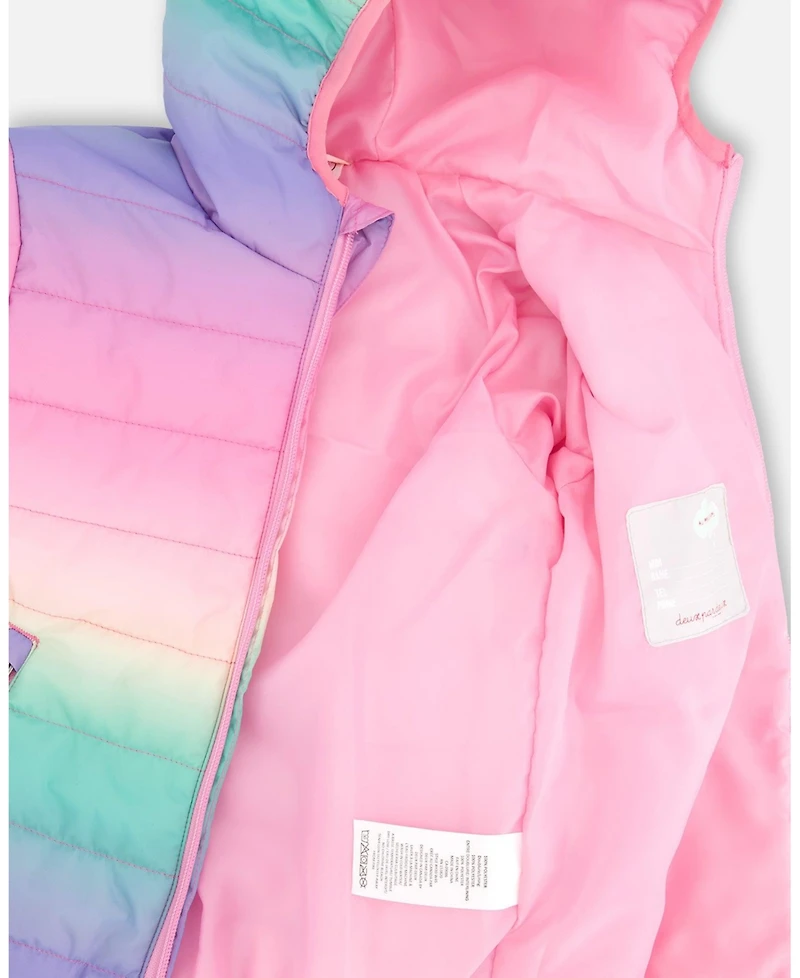 Deux par Big Girls Quilted Mid-Season Jacket Multicolor Gradient