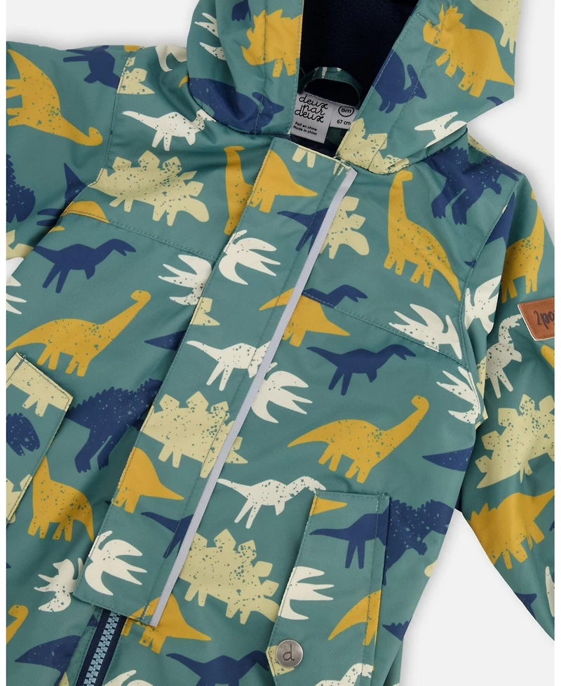 Deux par Baby Boys Mid-Season One-Piece Outerwear with Hat Dinosaur Print