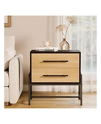 gaomon 1PC Farmhouse Drawer Nightstand, Metal Legs Storage Bedside Table Sofa Side Organizer for Living Room