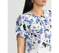 Flutter Sleeve Ss Jewel Neck Blouse