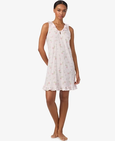 Lauren Ralph Women's Sleeveless Flutter Neck Short Gown
