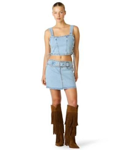 Steve Madden Womens Babe Square Neck Top High Rise Mini Skirt