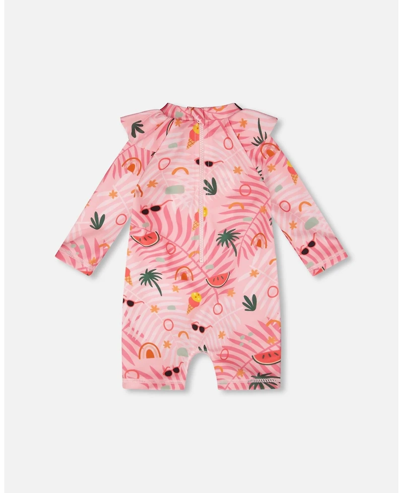 Deux par Deux Baby Girls One-Piece Long Sleeve Rash guard Beach Print