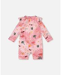 Deux par Deux Baby Girls One-Piece Long Sleeve Rash guard Beach Print