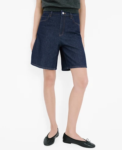 Mango Women's High-Waist Straight-Fit Denim Shorts