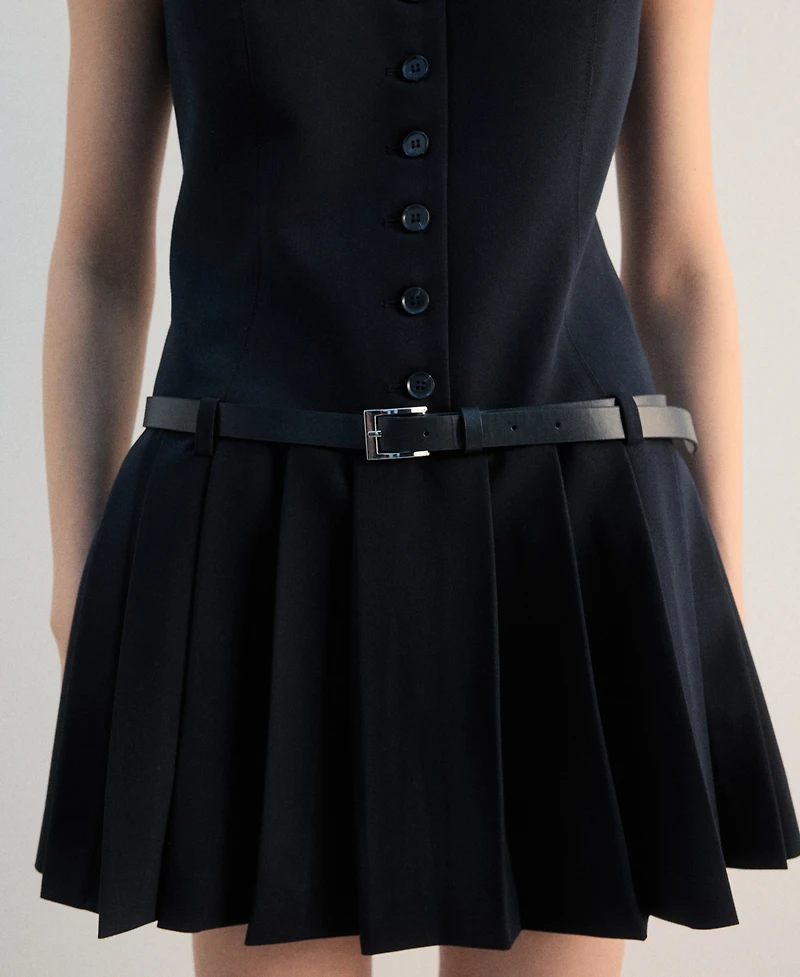 Mango Women's Belt Pleated Dress