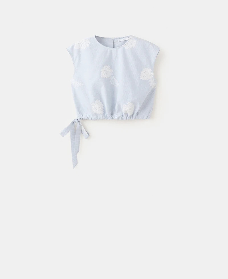 Mango Women's Embroidered Striped Top