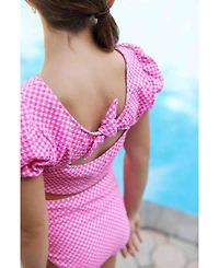 Florence Eiseman Big Girls Gingham Puff Sleeve Bikini
